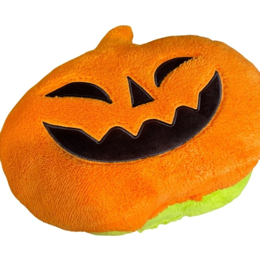 Halloween Pillows Jack-O-Lantern Pumpkin Plush Orange Green Set Fall Spooky Neon